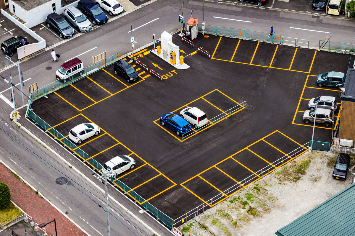 Aerial view of parking operations